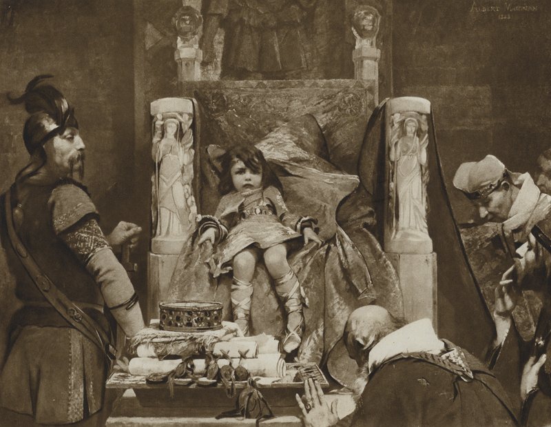 Clovis II, A frankok fiú fajtája (litho) alkotó: Albert Pierre René (after) Maignan
