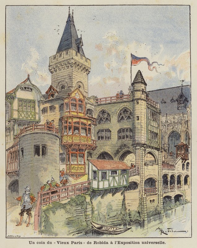 Robidas Old Paris egyik sarka az Exposition Universelle-ben alkotó: Albert Robida