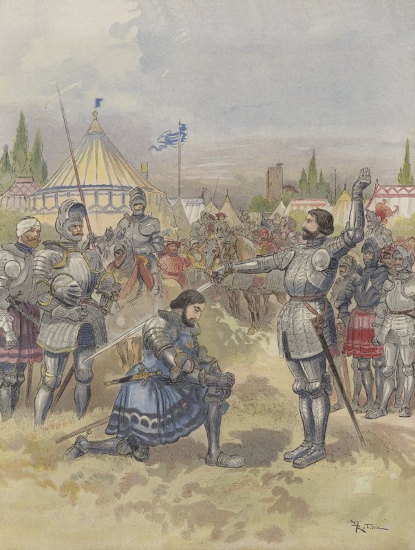 Bayard lovaggá fegyverezte I. Francois-t alkotó: Albert Robida