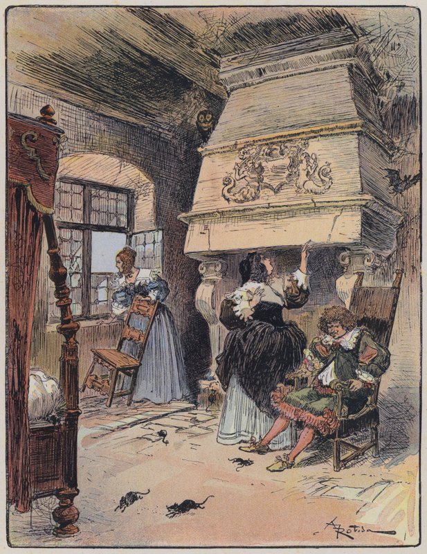 Illusztráció a Le Capitaine Bellormeau-hoz: A Robida illusztrálta (színes litó) alkotó: Albert Robida