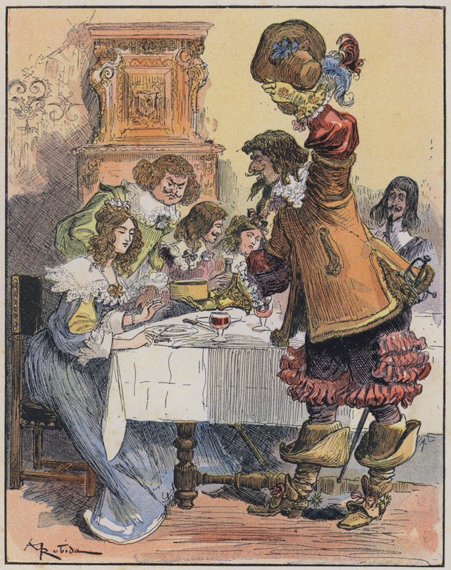 Illusztráció a Le Capitaine Bellormeau-hoz: A Robida illusztrálta (színes litó) alkotó: Albert Robida