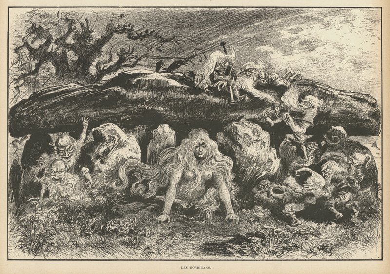 Korriganok, a breton legenda szellemei (litho) alkotó: Albert Robida