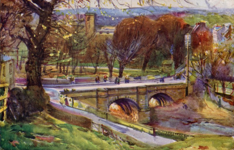 Whalley, a templom és falu (színes litó) alkotó: Albert Woods