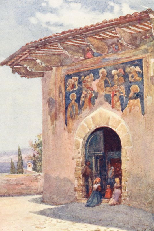 Zarándokok kápolnája, Assisi (színes litográfia) alkotó: Alberto Pisa