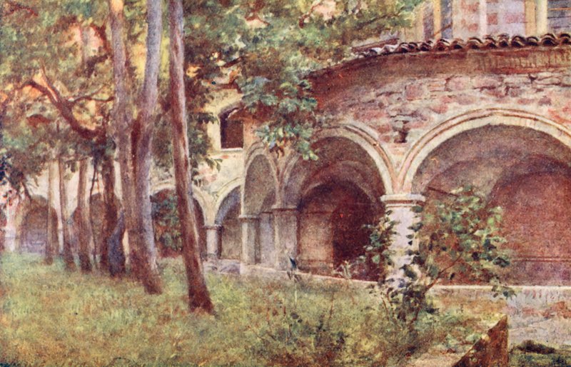 S Francesco kolostor, Assisi (színes litográfia) alkotó: Alberto Pisa
