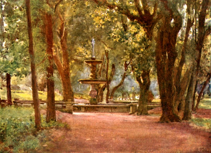 Ilex sugárút és szökőkút (Sötét szökőkút) Villa Borghese alkotó: Alberto Pisa