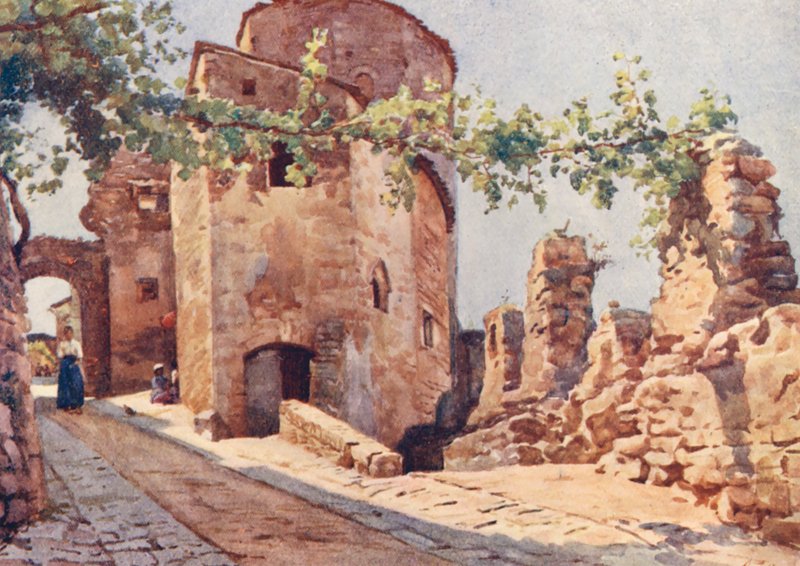 Porta Veneris, Spello (színes litográfia) alkotó: Alberto Pisa