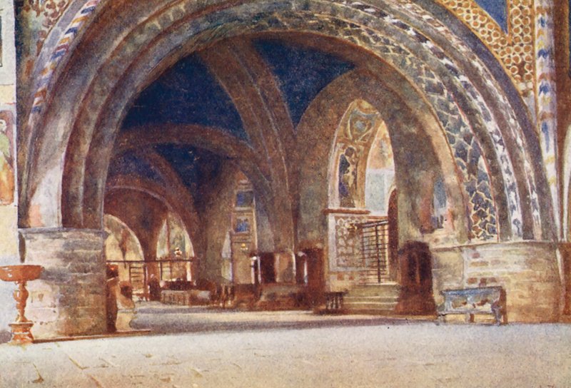 S. Francesco altemplom, Assisi (színes litográfia) alkotó: Alberto Pisa