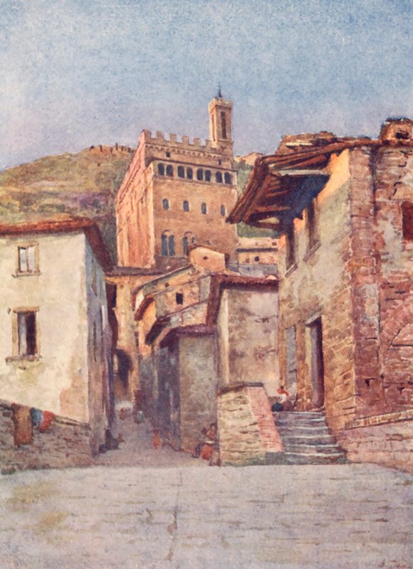 Via Delle Occhi, Gubbio (színes litográfia) alkotó: Alberto Pisa