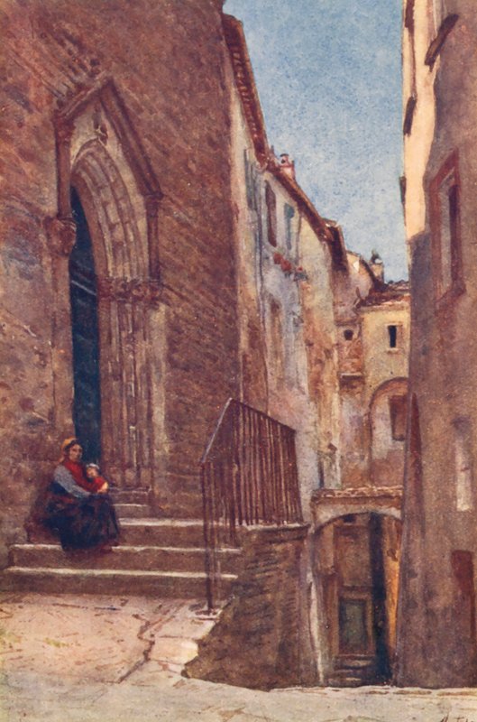 Vicolo S Agnese, Perugia (színes litográfia) alkotó: Alberto Pisa
