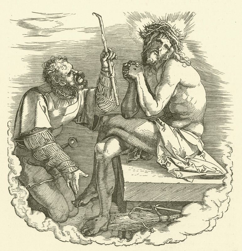 Krisztus kigúnyolása (Krisztus mint a szomorúság embere, akit egy katona gúnyolódott) alkotó: Albrecht Dürer