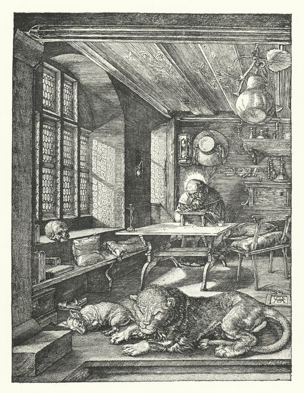 Szent Jeromos a dolgozószobájában (metszet) alkotó: Albrecht (after) Durer or Duerer