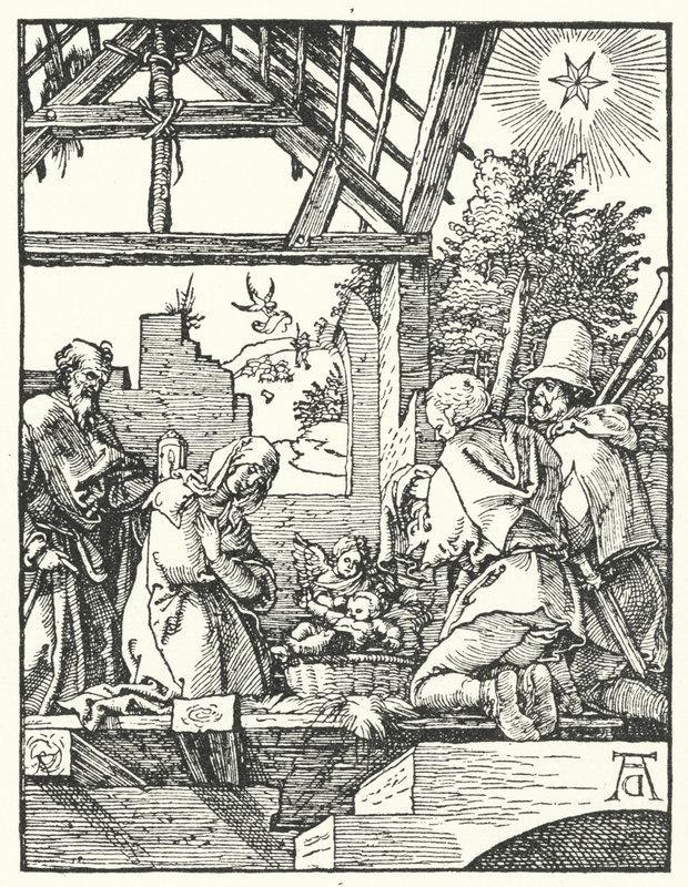 A Pásztorok imádása (metszet) alkotó: Albrecht (after) Durer or Duerer
