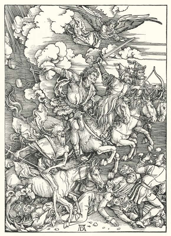 Az Apokalipszis négy lovasa (metszet) alkotó: Albrecht (after) Durer or Duerer