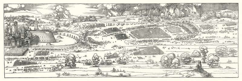 Egy erőd ostroma (metszet) alkotó: Albrecht (after) Durer or Duerer