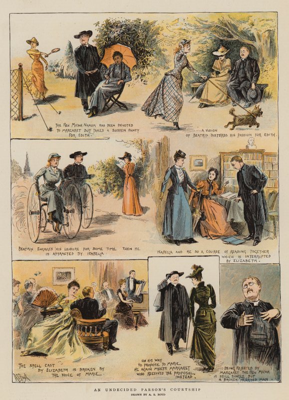 Egy bizonytalan plébános udvarlása (chromolitho) alkotó: Alexander Stuart Boyd
