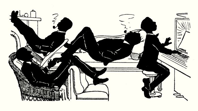 Illusztráció a We Three and Doddles című filmhez (litográfia) alkotó: Alexander Carruthers Gould