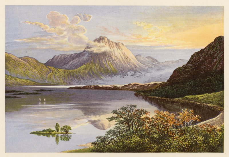 Skót Loch Scenery: Loch Maree (színes litográfia) alkotó: Alexander Francis (after) Lydon