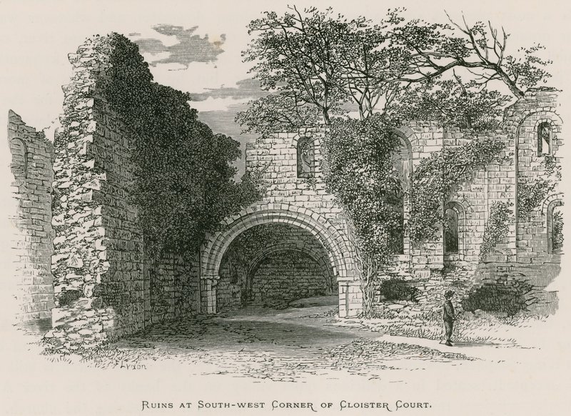 Kirkstalli apátság, romok a Cloister Court délnyugati sarkában alkotó: Alexander Francis Lydon