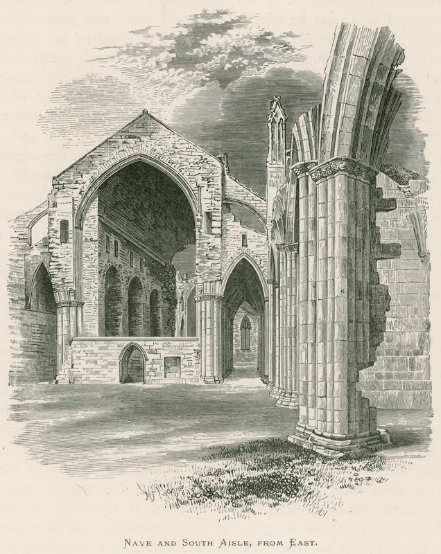 Melrose Abbey, Nave és South Aisle, keletről alkotó: Alexander Francis Lydon