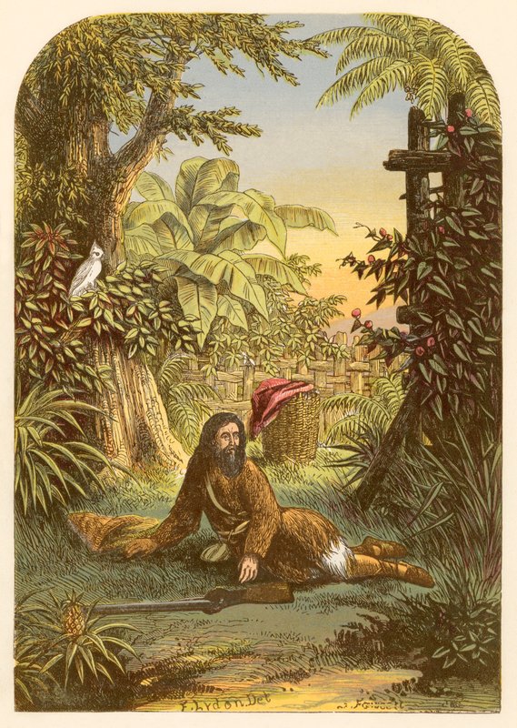 Robinson Crusoe-t a papagáj ébresztette fel álmából alkotó: Alexander Francis Lydon