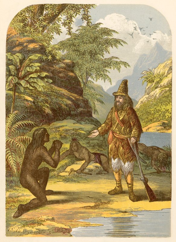 Robinson Crusoe megmenti pénteket a vadaktól alkotó: Alexander Francis Lydon