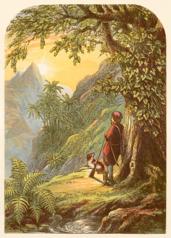Robinson Crusoe felméri a szigetet alkotó: Alexander Francis Lydon