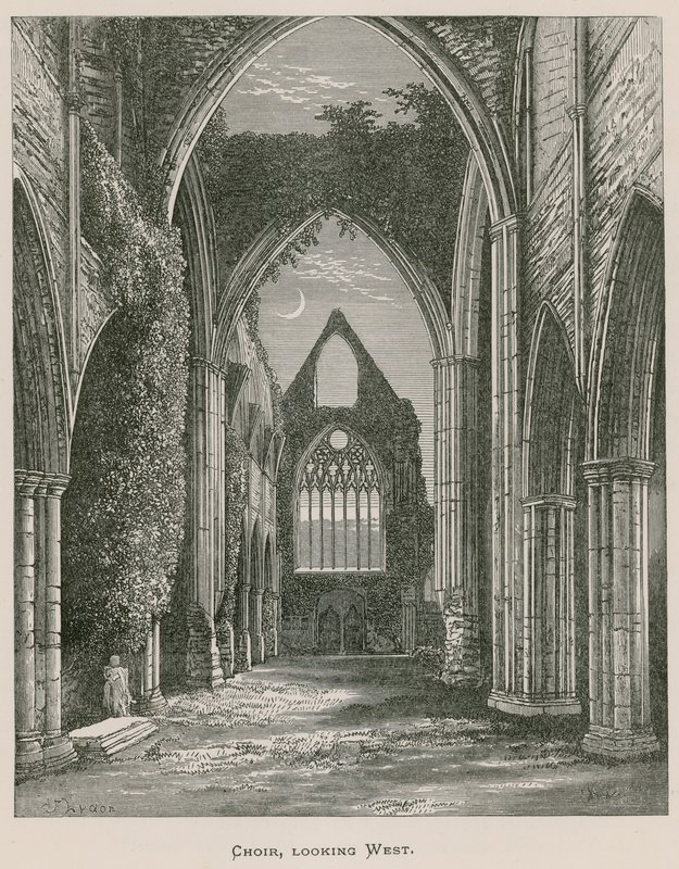Tintern Abbey, kórus, nyugatra néz alkotó: Alexander Francis Lydon