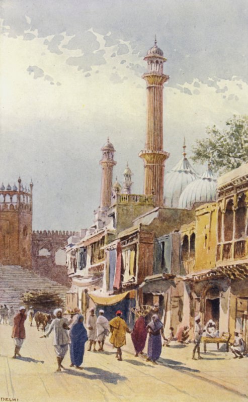 Egy utca Delhiben, a Jumma Musjid felé nézve alkotó: Alexander Henry Hallam Murray