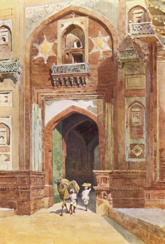 Agra erőd, a Delhi-kapun belül (színes litó) alkotó: Alexander Henry Hallam Murray