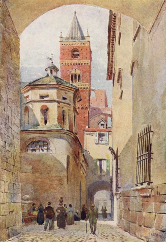 Albenga, Katedrális Torony és Keresztelőkápolna (színes litó) alkotó: Alexander Henry Hallam Murray