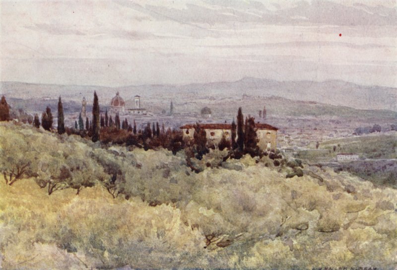 Firenze a San Domenico Olive Gardensből (színes litó) alkotó: Alexander Henry Hallam Murray