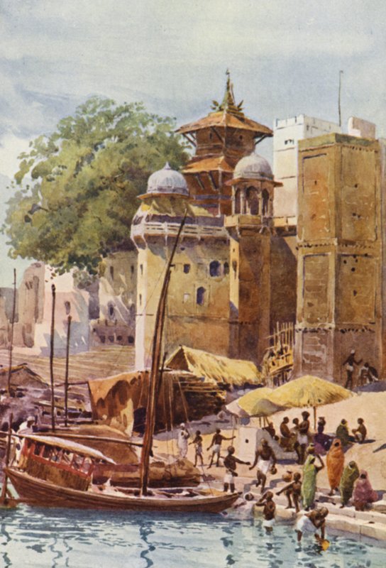 The Bathing Ghats, Benares (színes litho) alkotó: Alexander Henry Hallam Murray