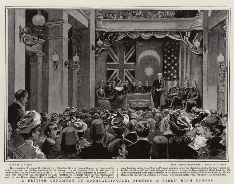 Brit ünnepség Konstantinápolyban, egy leánygimnázium megnyitása alkotó: Alexander Stuart Boyd