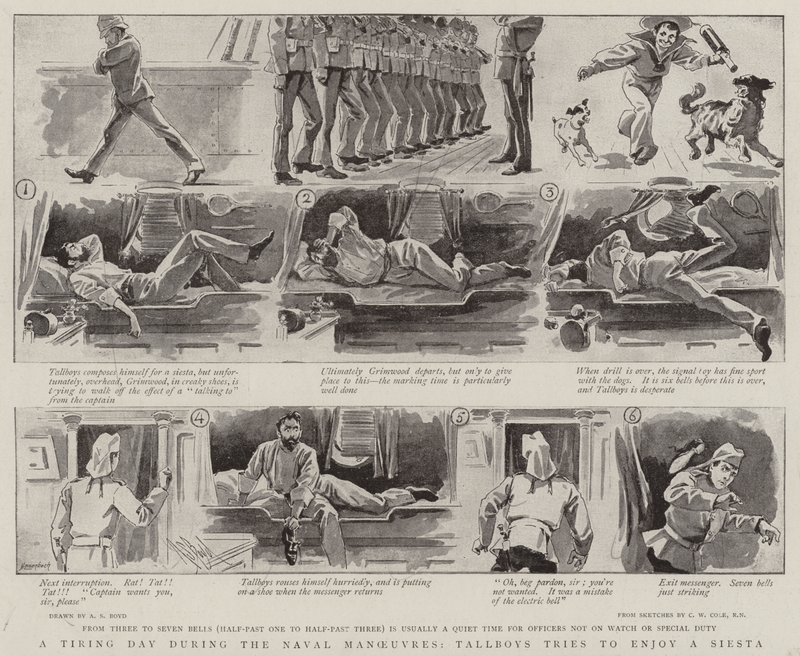 Egy fárasztó nap a haditengerészeti manőverek alatt, a Tallboys megpróbálja élvezni a sziesztát alkotó: Alexander Stuart Boyd