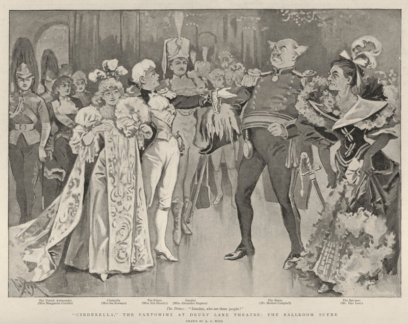 Hamupipőke, a pantomim a Drury Lane Színházban, a báltermi jelenet alkotó: Alexander Stuart Boyd