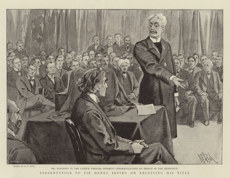 Bemutató Sir Henry Irvingnek címének átvételéről alkotó: Alexander Stuart Boyd