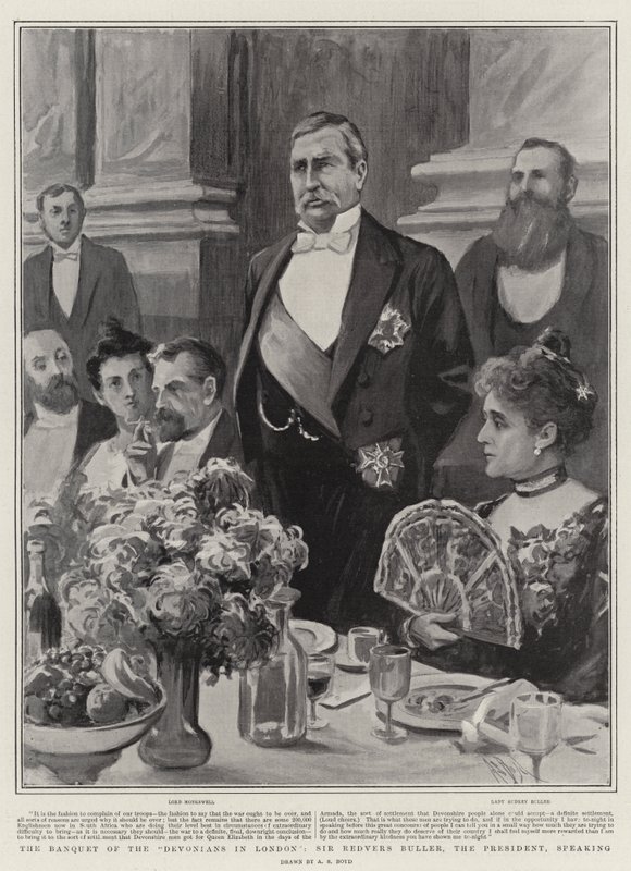 A devonok lakomája Londonban, beszédet mond Sir Redvers Buller, az elnök alkotó: Alexander Stuart Boyd