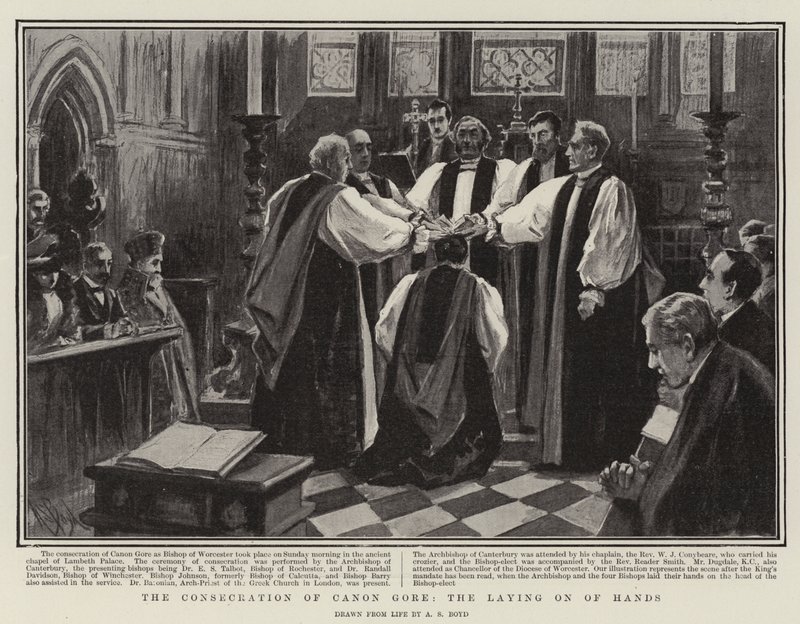 Gore kanonok felszentelése, kézrátétel alkotó: Alexander Stuart Boyd