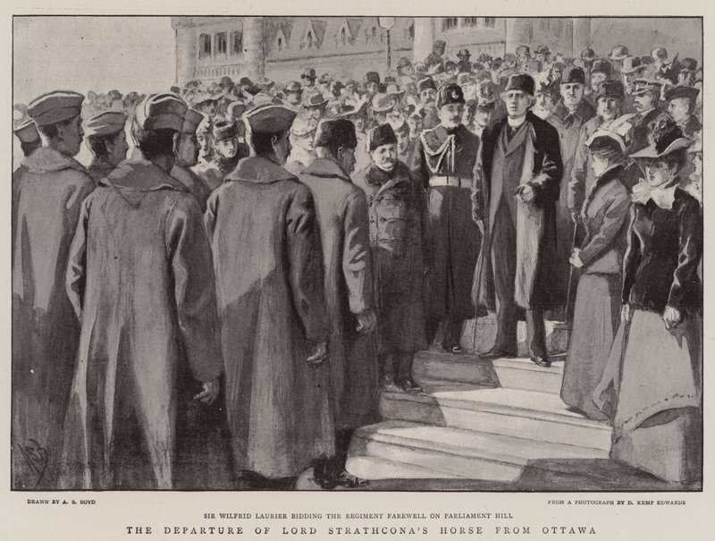 Lord Strathcona lova távozása Ottawából alkotó: Alexander Stuart Boyd
