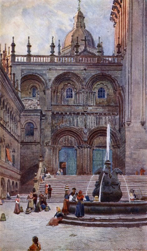 Santiago De Compostela katedrális, déli ajtó (színes litó) alkotó: Alexander Wallace Rimington