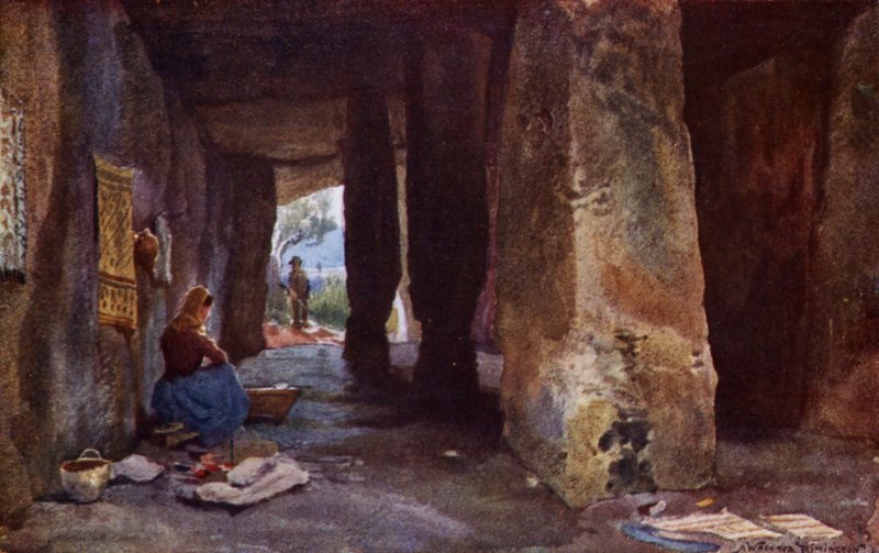 Őskori barlang, Antequera (színes litho) alkotó: Alexander Wallace Rimington
