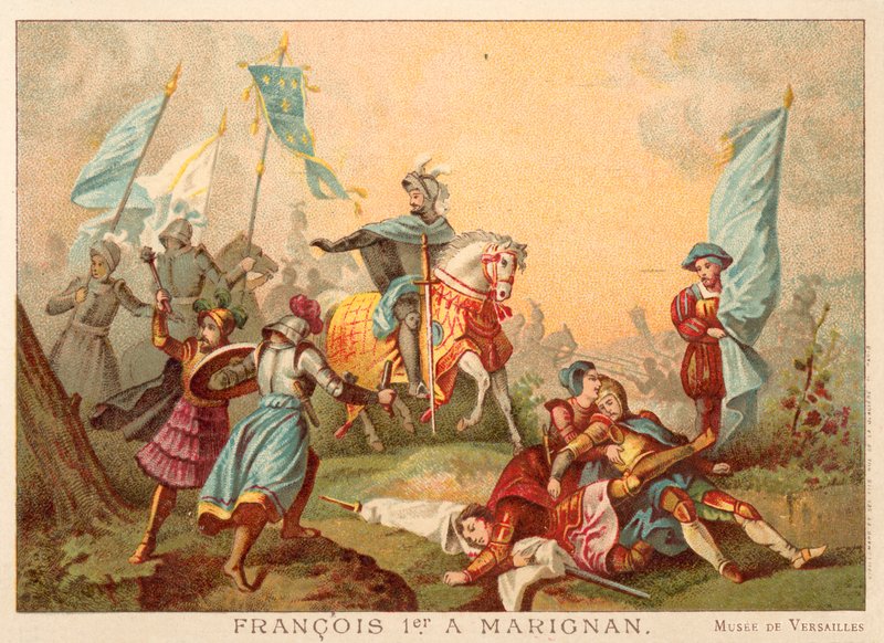 I. Ferenc francia a marignánói csatában, 1515 (chromolitho) alkotó: Alexandre Evariste Fragonard