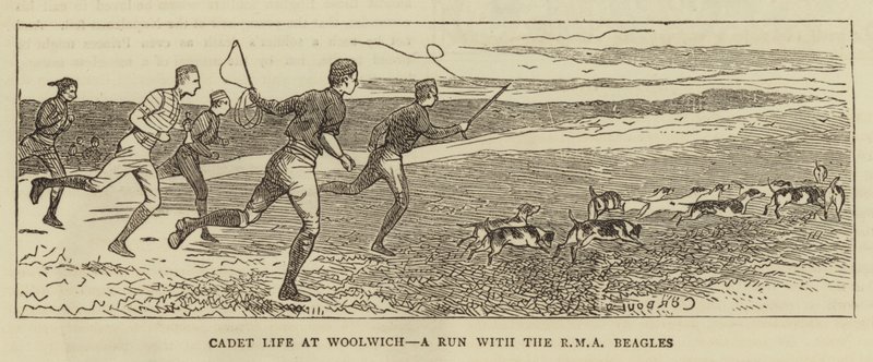 Kadét élet Woolwichban, egy futás az RMA Beagles-szel alkotó: Alfred Chantrey Corbould
