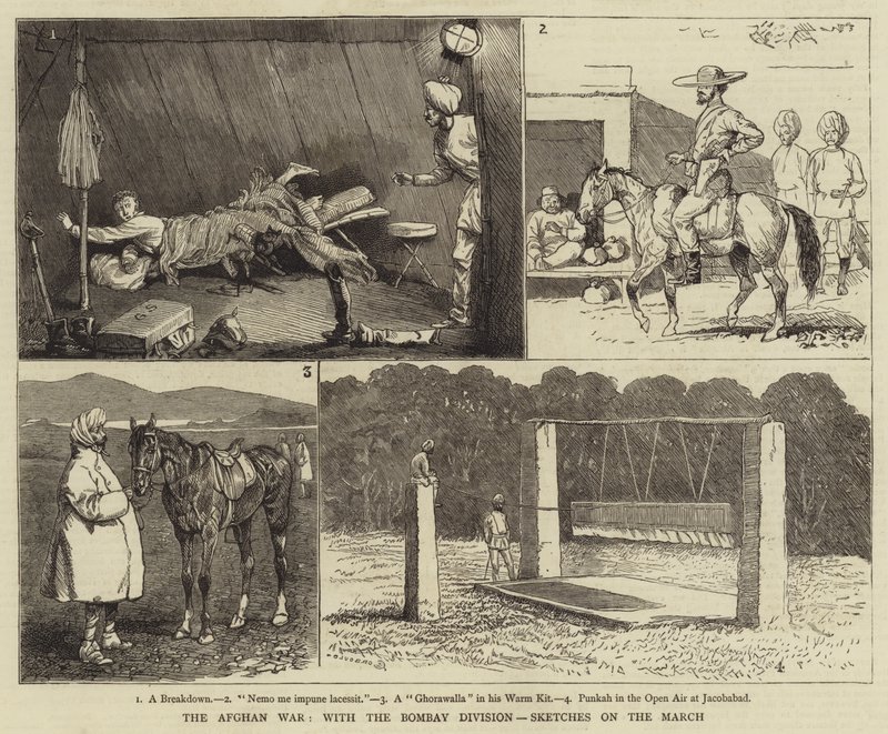 Az afgán háború a Bombay-hadosztállyal, Vázlatok a márciusról alkotó: Alfred Chantrey Corbould
