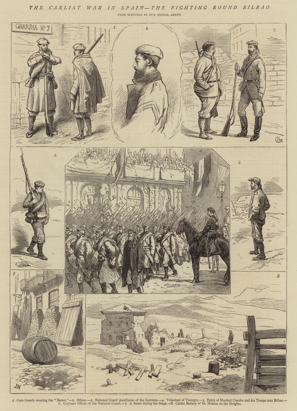 A karlista háború Spanyolországban, a harcok Bilbao körül alkotó: Alfred Chantrey Corbould