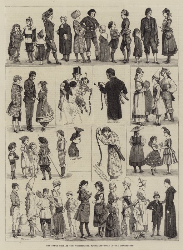 A Fancy Ball a Westminster Aquariumban, néhány karakter alkotó: Alfred Chantrey Corbould