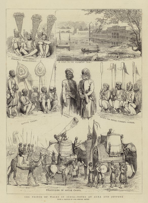 A walesi herceg Indiában, feljegyzések Agrában és Jeypore-ban alkotó: Alfred Chantrey Corbould