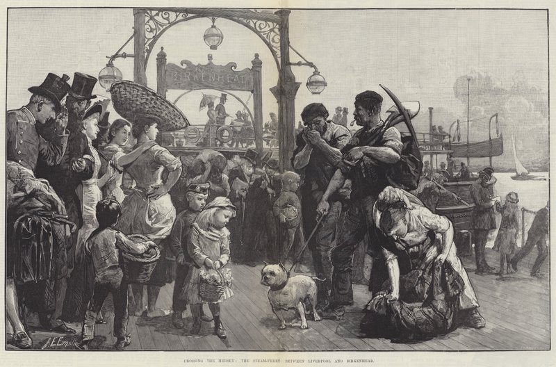 Átkelés a Mersey-n, a gőzhajó Liverpool és Birkenhead között alkotó: Alfred Edward Emslie