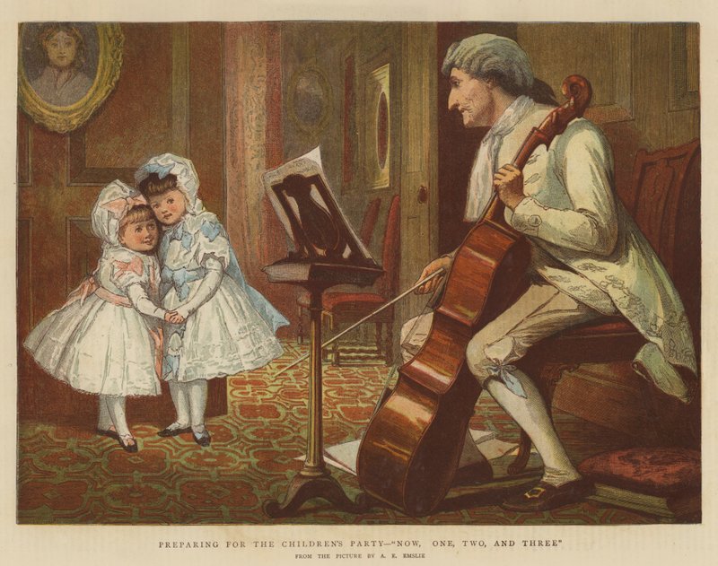 Felkészülés a gyerekpartira, most, egy, kettő és három (chromolitho) alkotó: Alfred Edward Emslie